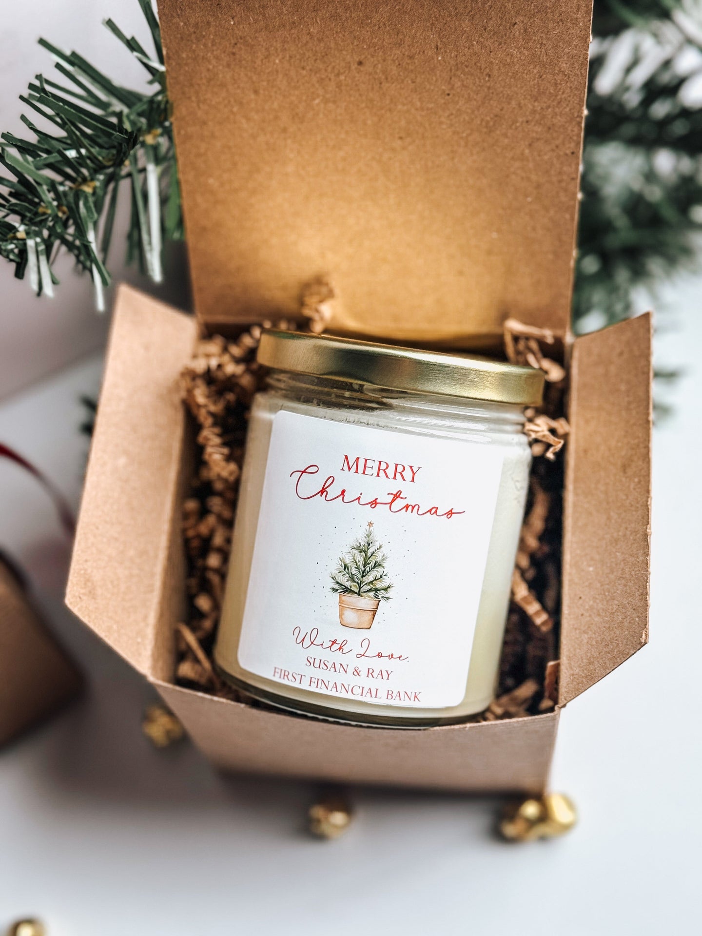 Personalized Merry Christmas Candle | Holiday Soy Candle | Christmas Tree Scented Candle | Christmas Table Decor | Stocking Stuffer Thegiftgalashop